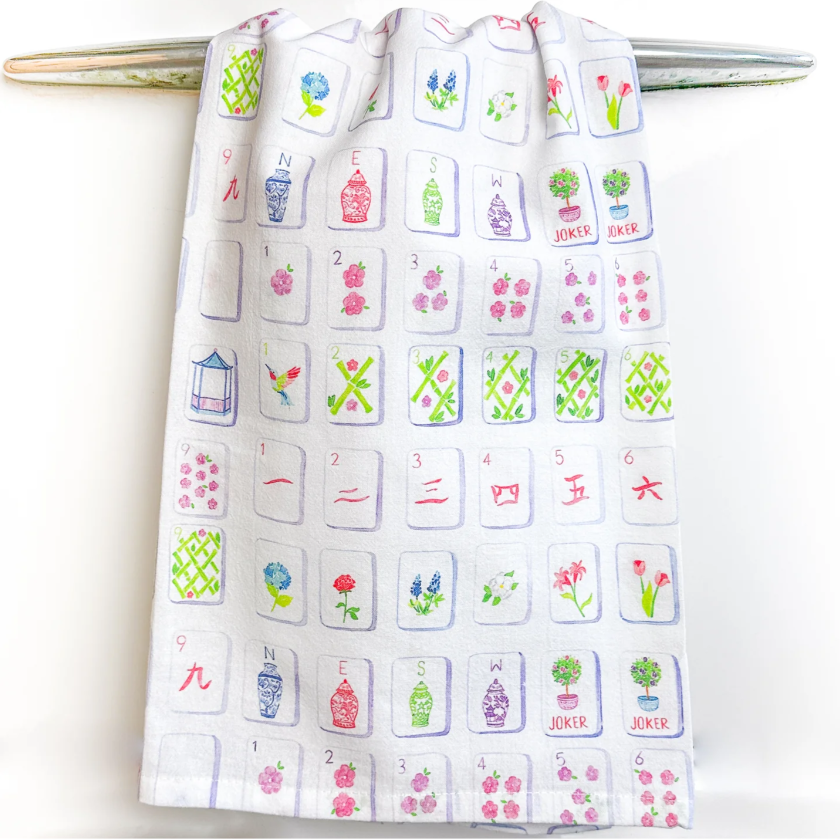 Mahjong Tiles Tea Towel