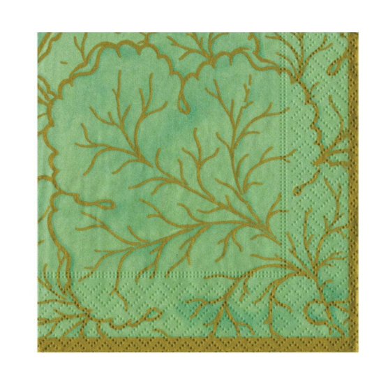 Gilded Celadon Cocktail Napkin