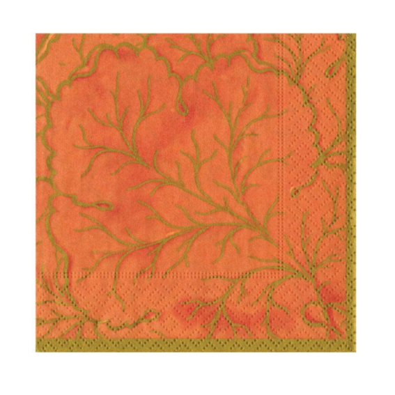 Gilded Majolica Coral Cocktail Napkin