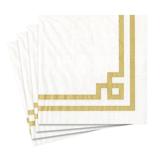 Gold and White Rive Gauche Cocktail Napkin