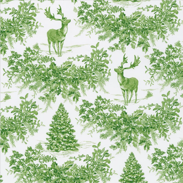 Christmas Toile Green Wrapping Paper