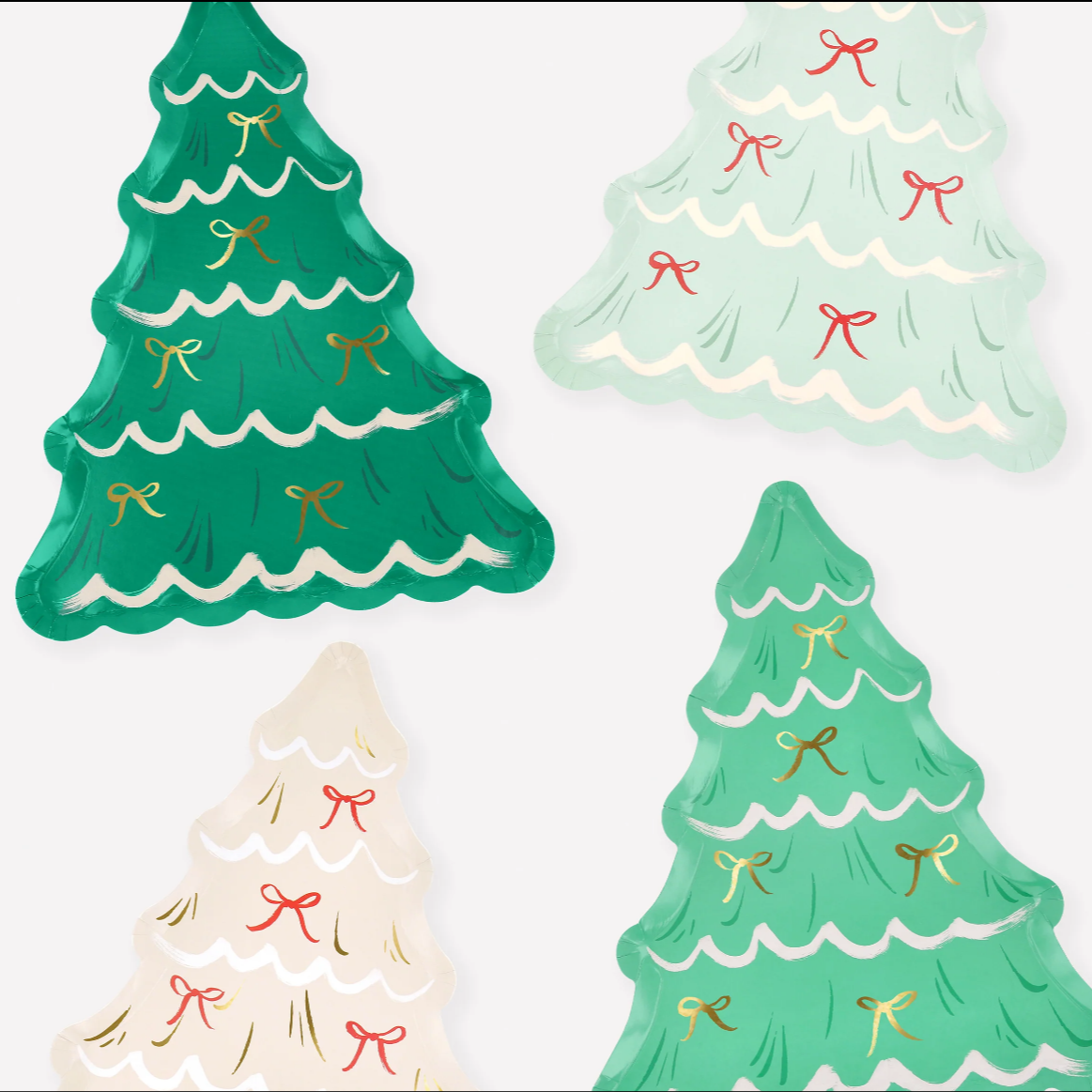 Christmas Tree with Bows Plates