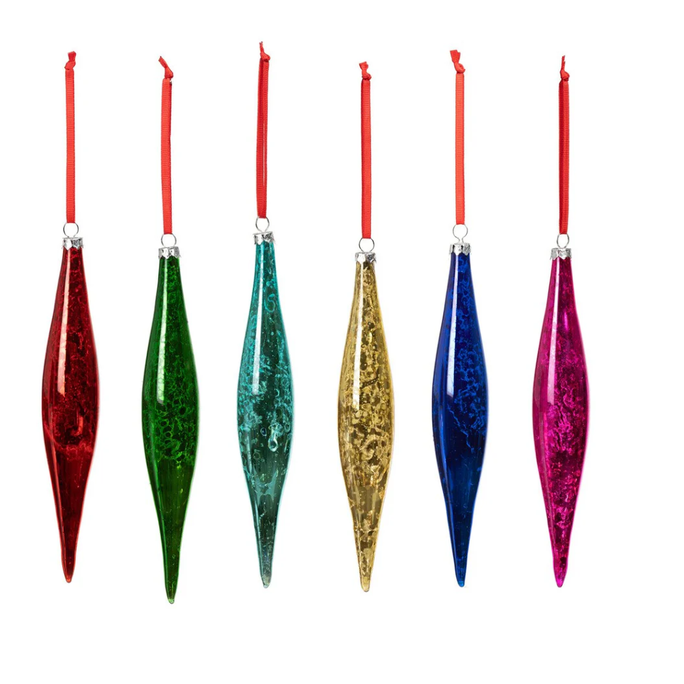 Multi Colored Glass Drop Ornament