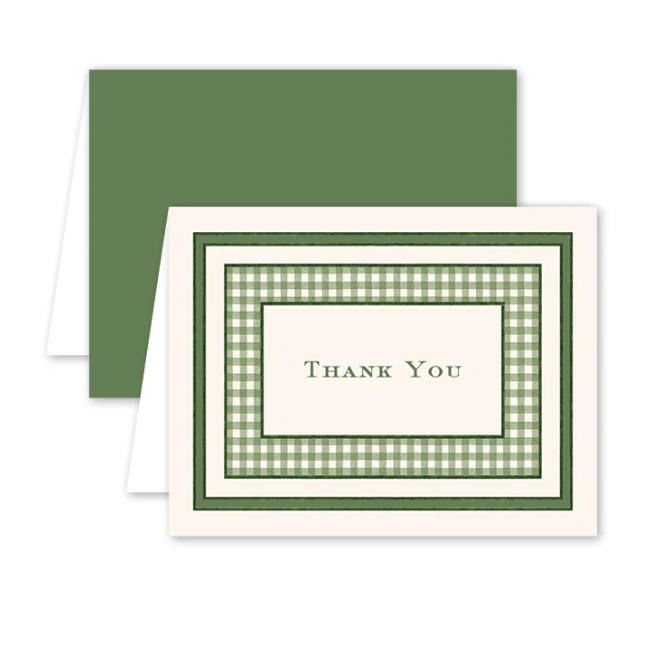 Green Gingham Thank You Cards