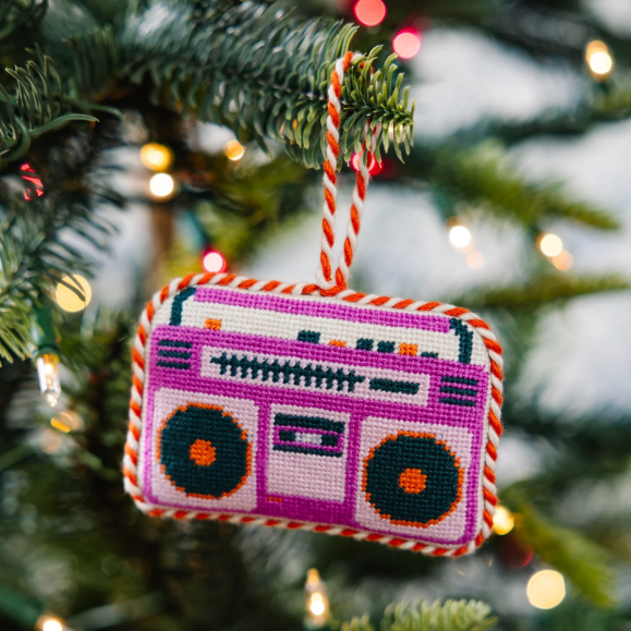 Boom Box Needlepoint Ornament