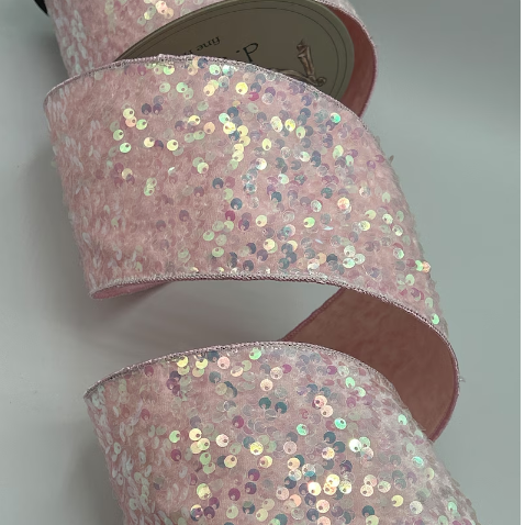 Pink Glitter Wired Ribbon