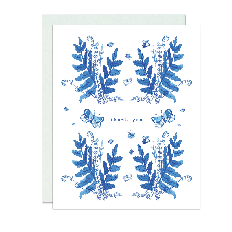 Blue Toile Thank You Cards