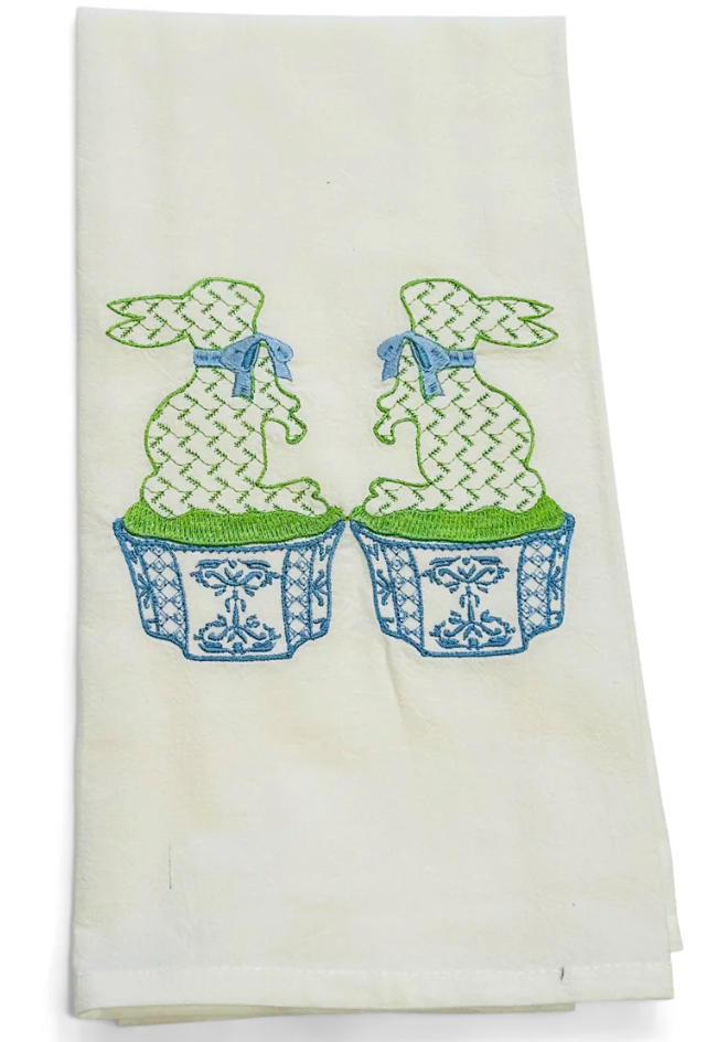 Potted Bunnies Tea Towel