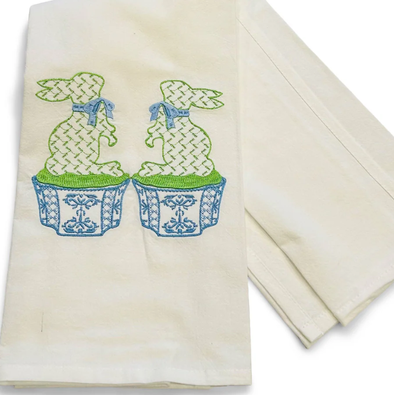 Potted Bunnies Tea Towel