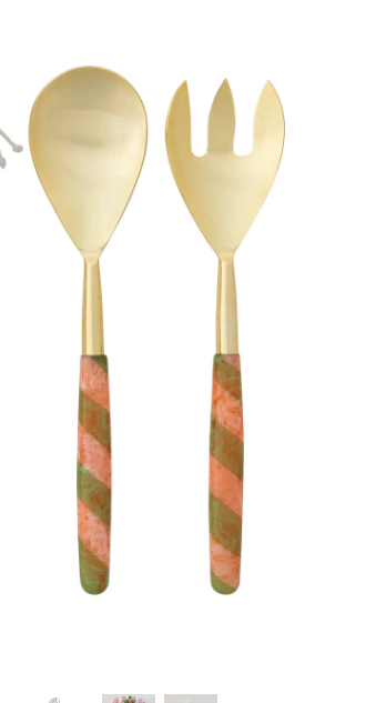 Pink and Green Salad Servers