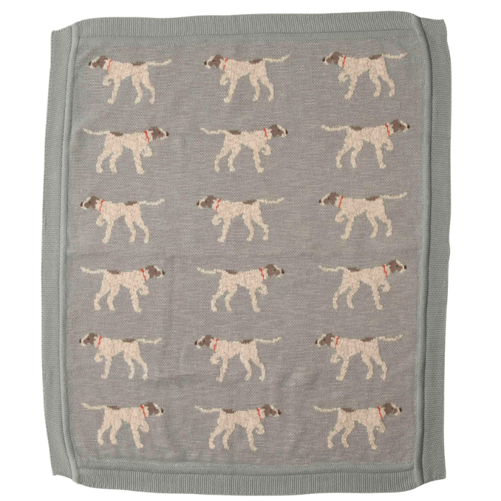 Knit Baby Blanket with Dogs