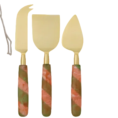 Cheese Knives with Pink and Green Handle
