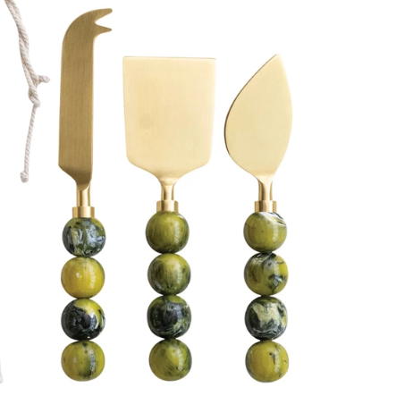 Cheese Knives with Resin Bubble Handle