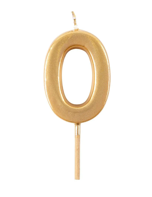 Gold Thick Number Candle