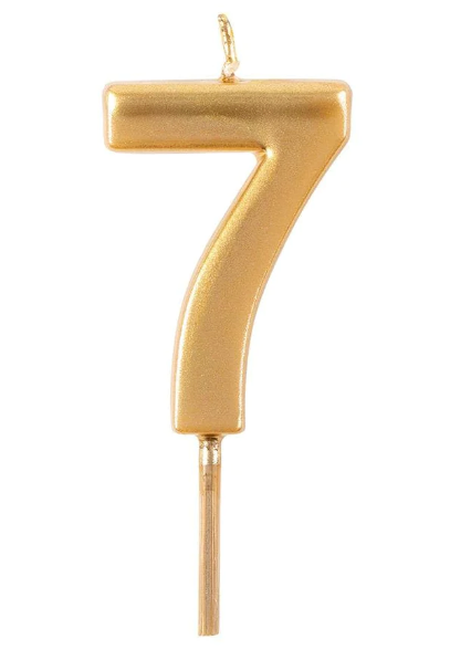 Gold Thick Number Candle