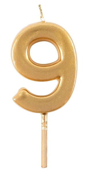 Gold Thick Number Candle