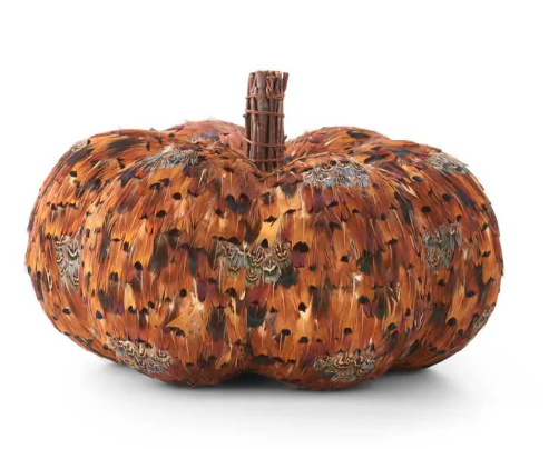 Orange and Brown Feather Pumpkin