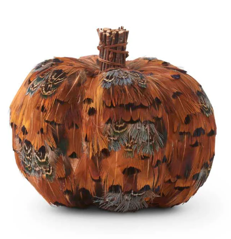 Orange and Brown Feather Pumpkin