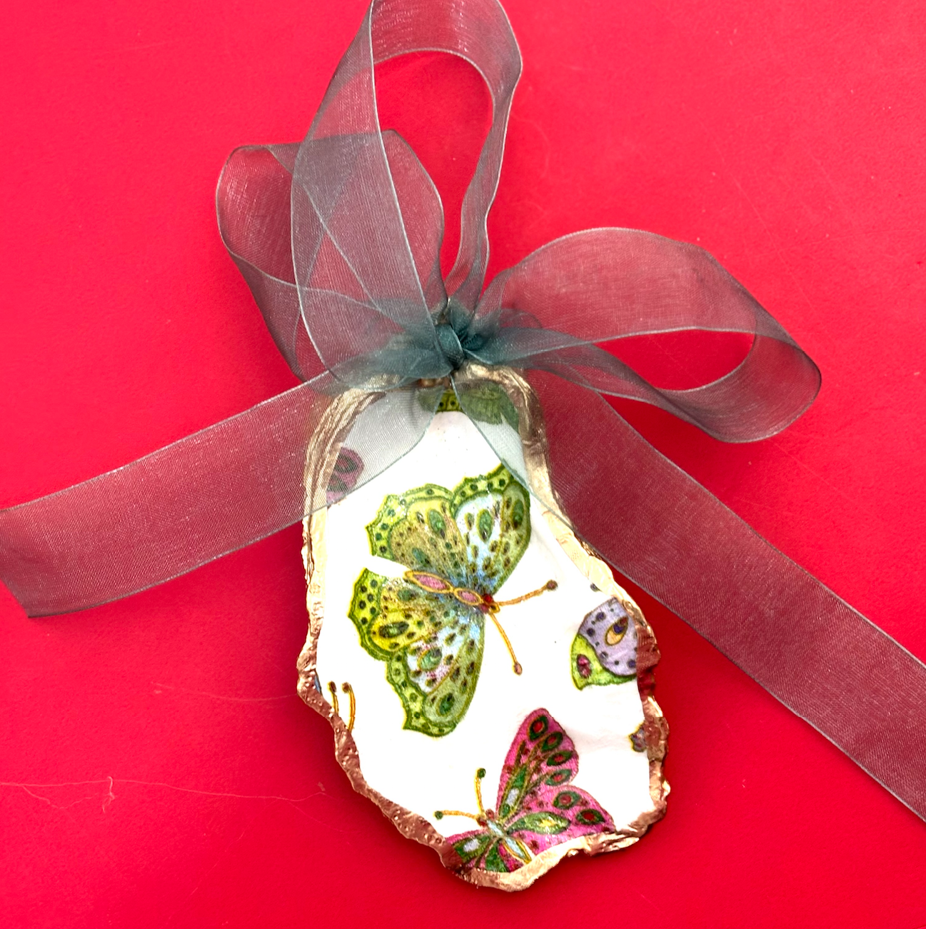 Painted Oyster Shell Ornament