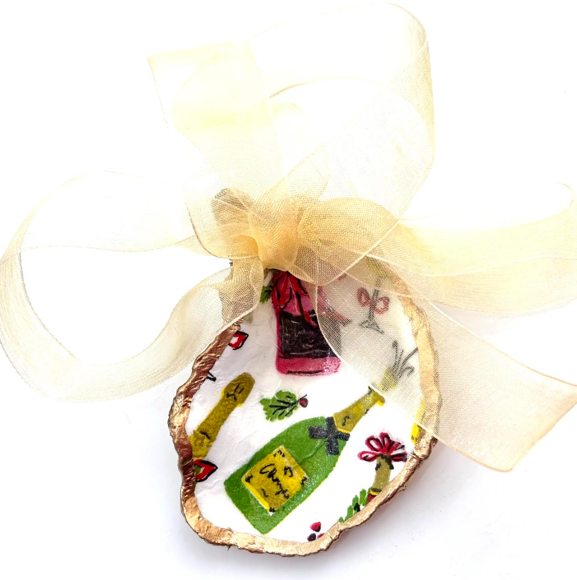 Painted Oyster Shell Ornament