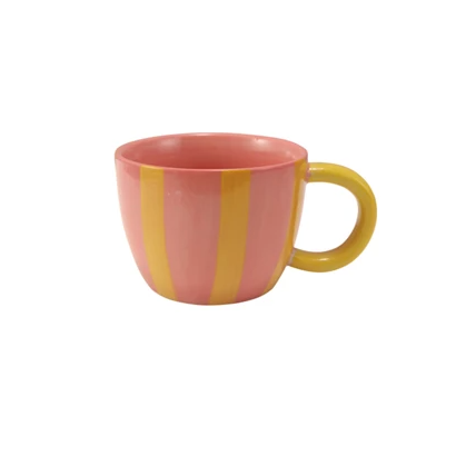Hand Painted Stoneware Striped Mug
