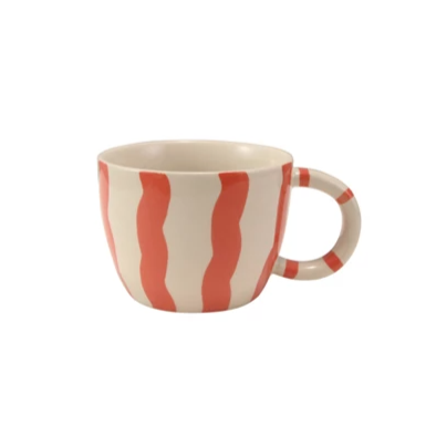 Hand Painted Stoneware Striped Mug