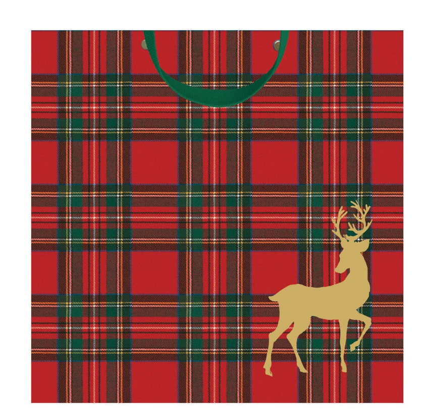 Royal Plaid Reindeer Gift Bag
