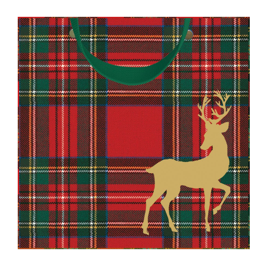 Royal Plaid Reindeer Gift Bag