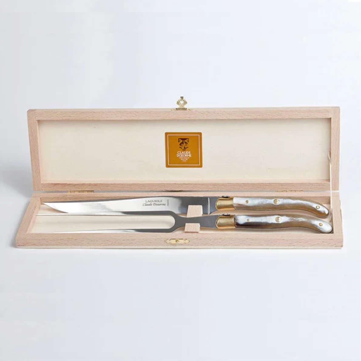 Laguiole Carving Set with Bee Hell Horn Handle