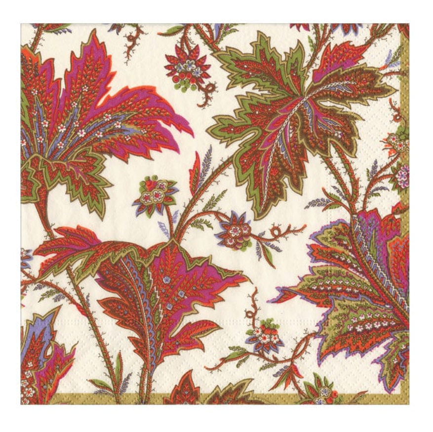 Paisley Leaves Ivory Cocktail Napkins