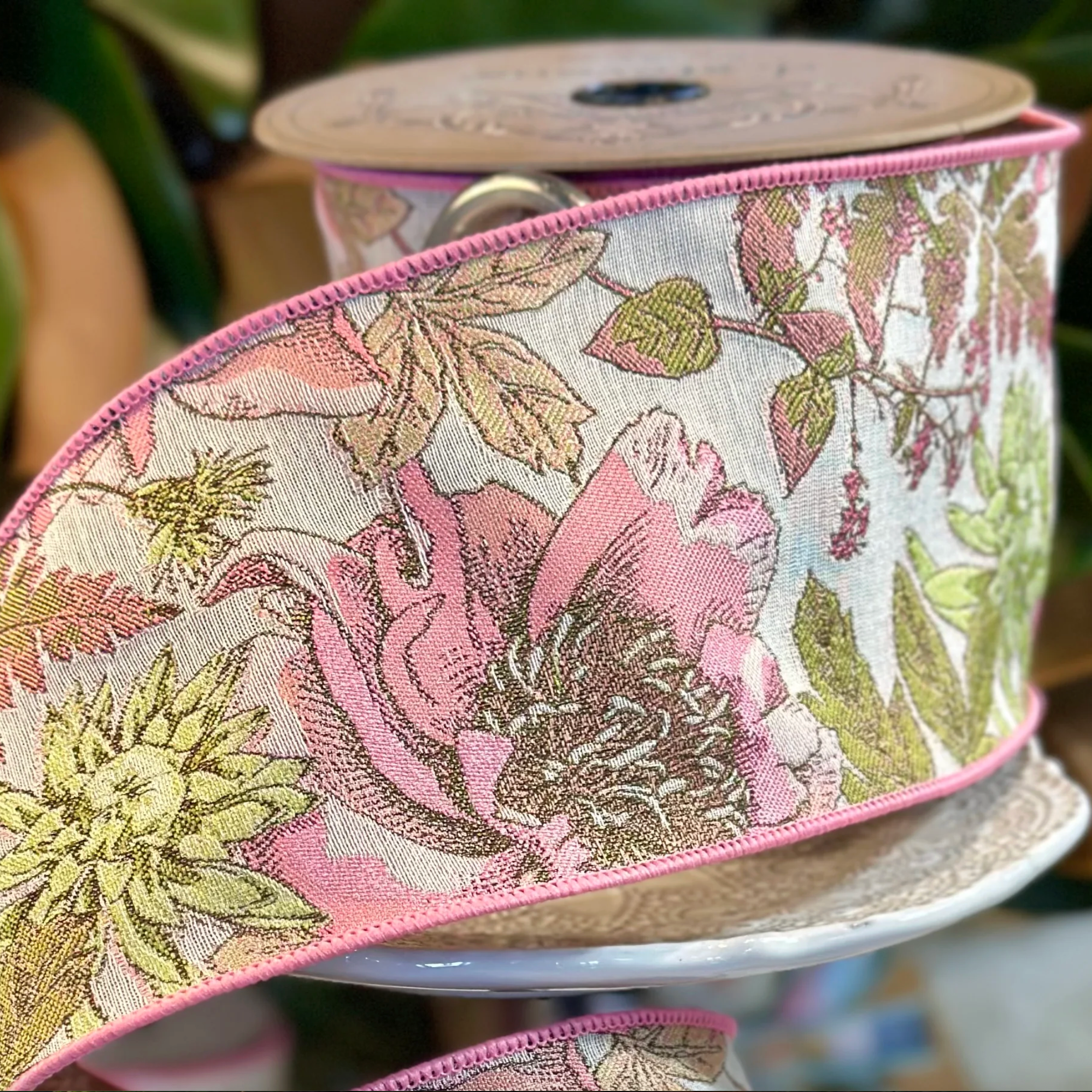 Tapestry Hydrangea Roses Ribbon