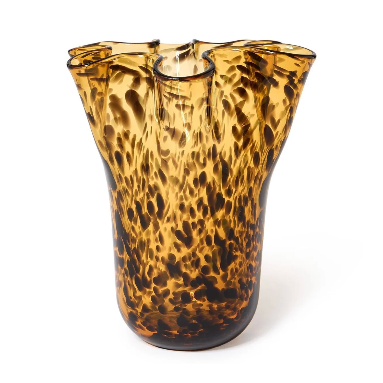Tortoise Print Flare Hand-Blown Vase