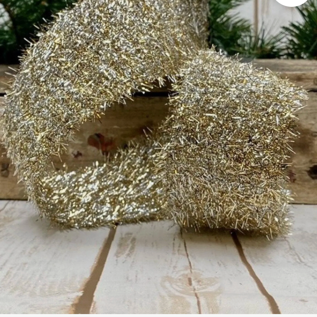 2.5 x 10 yds Platinum Metallic Tinsel Ribbon
