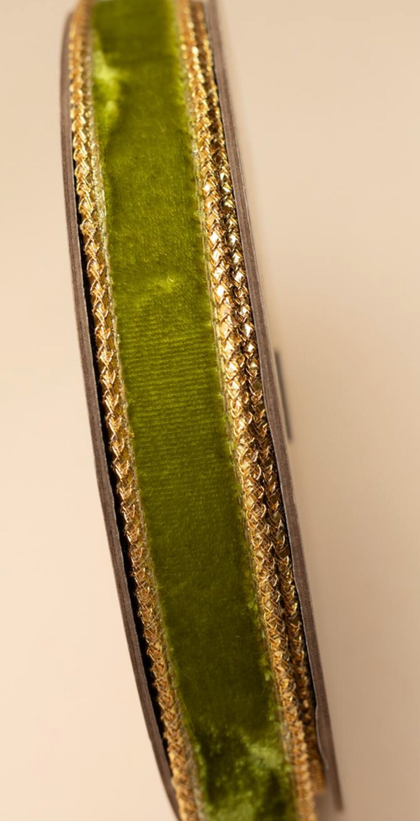 1" x 10 yd Velvet Green Ribbon