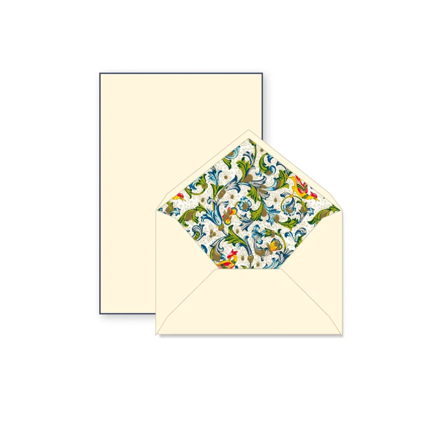 Cotton Bordered Letter Set- Birds Florentine
