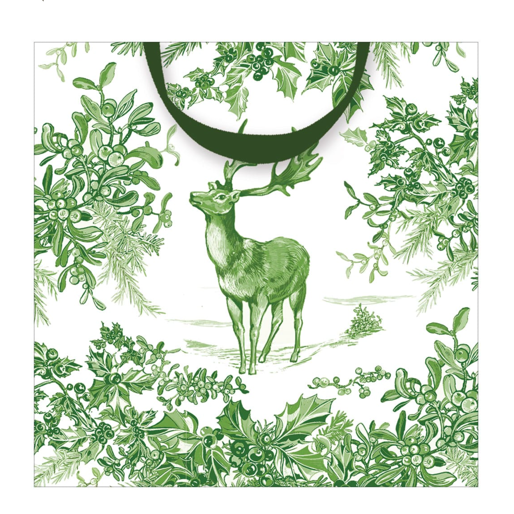 Green Christmas Toile Gift Bag