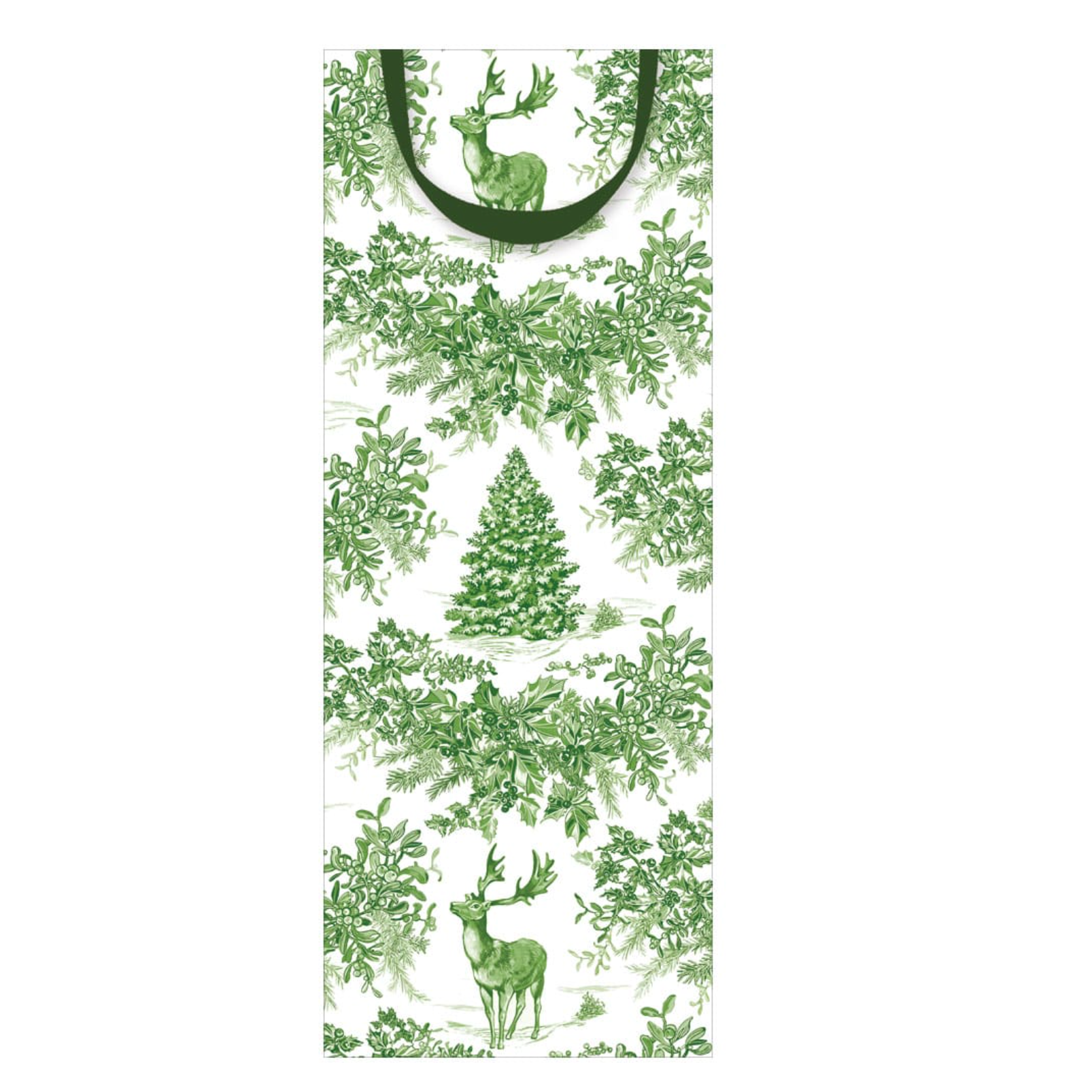 Green Christmas Toile Gift Bag