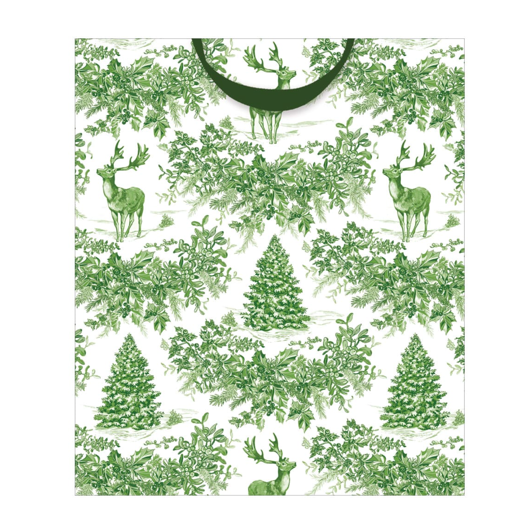 Green Christmas Toile Gift Bag