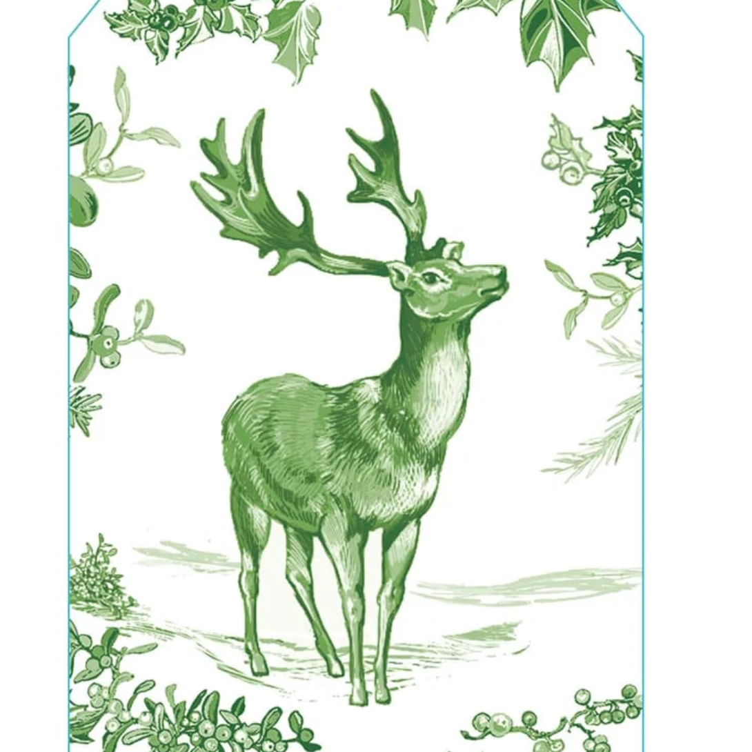 Green Christmas Toile Gift Tags