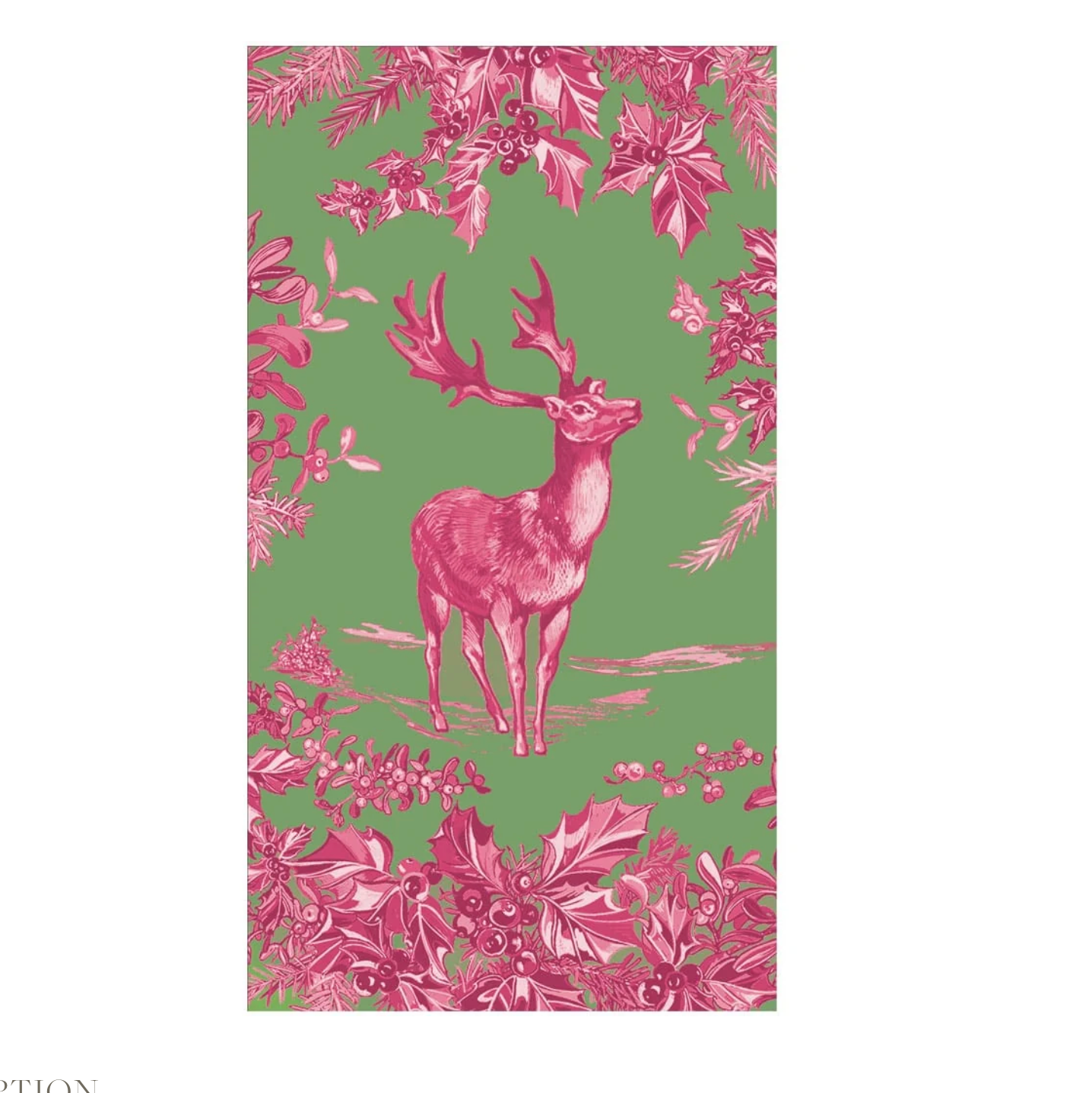Stag Toile Raspberry/ Sage Paper Linen Guest Towels