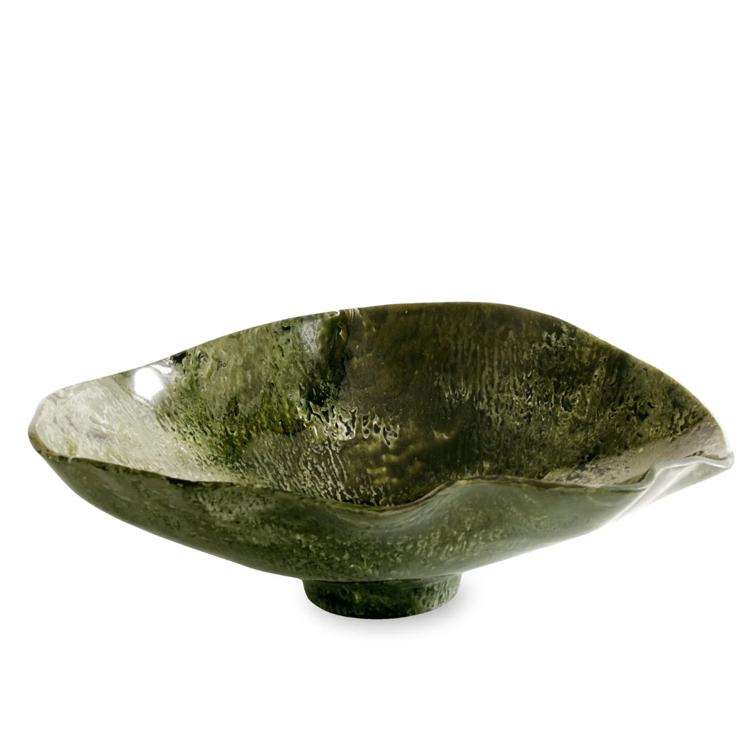 Resin Malachite Large Oval Bowl