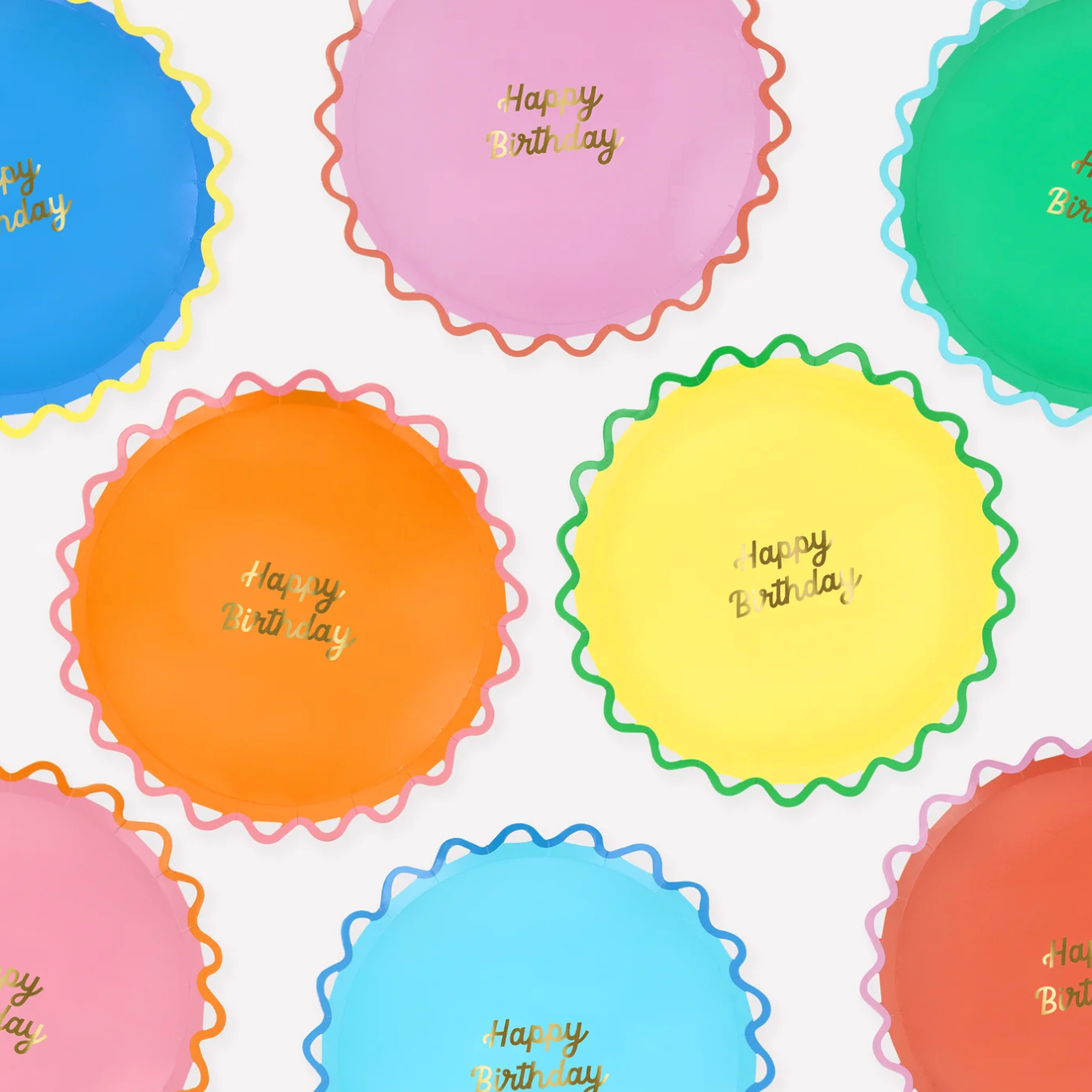 Wiggle Edge Happy Birthday Plates