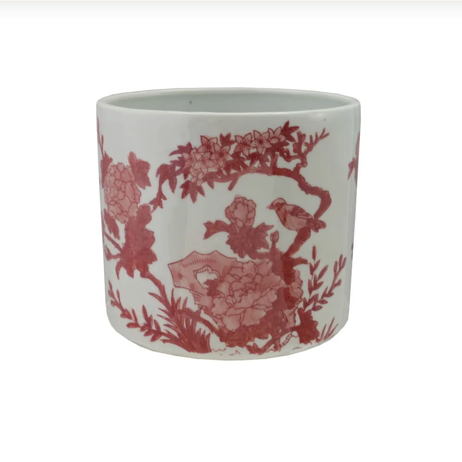 Hand-Painted Stoneware Planter
