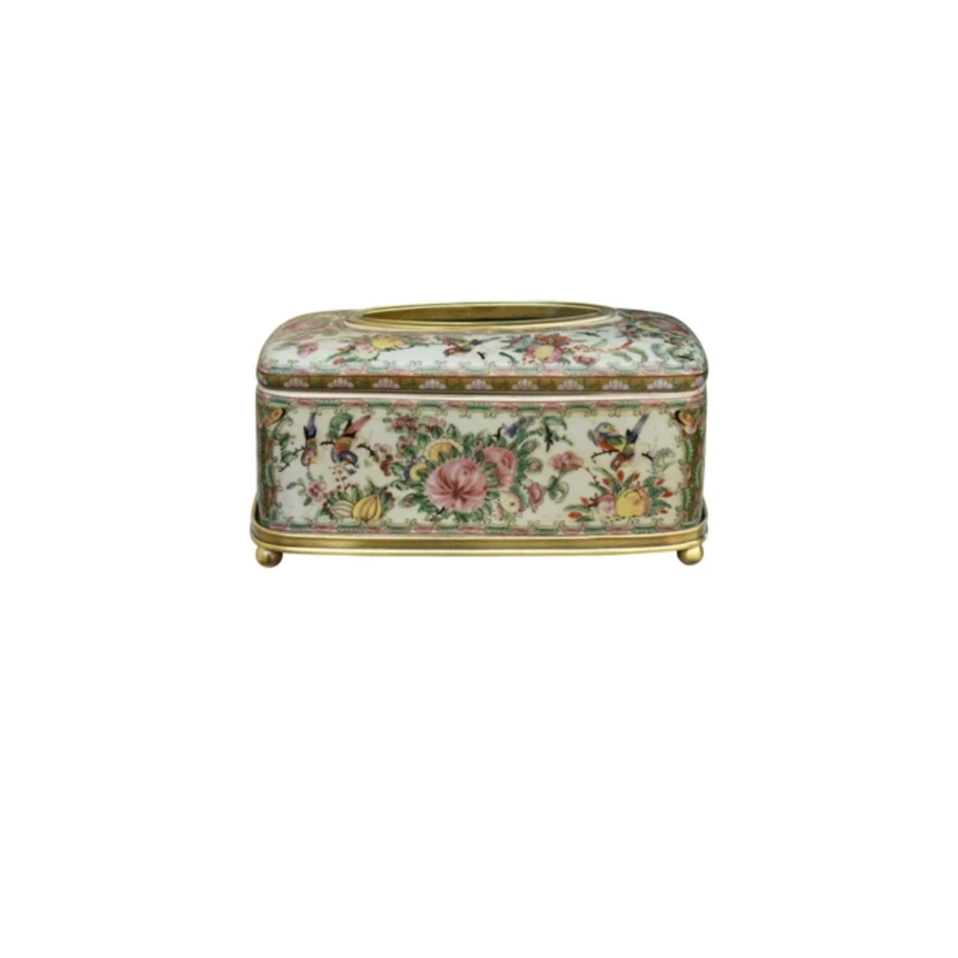 Porcelain Rose Medallion Tissue Holder