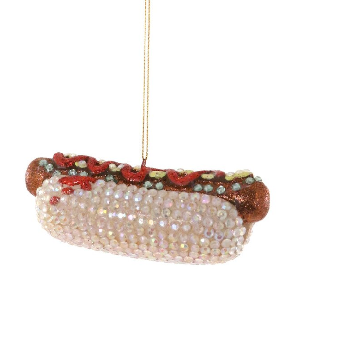 Jeweled Hot Dog Ornament