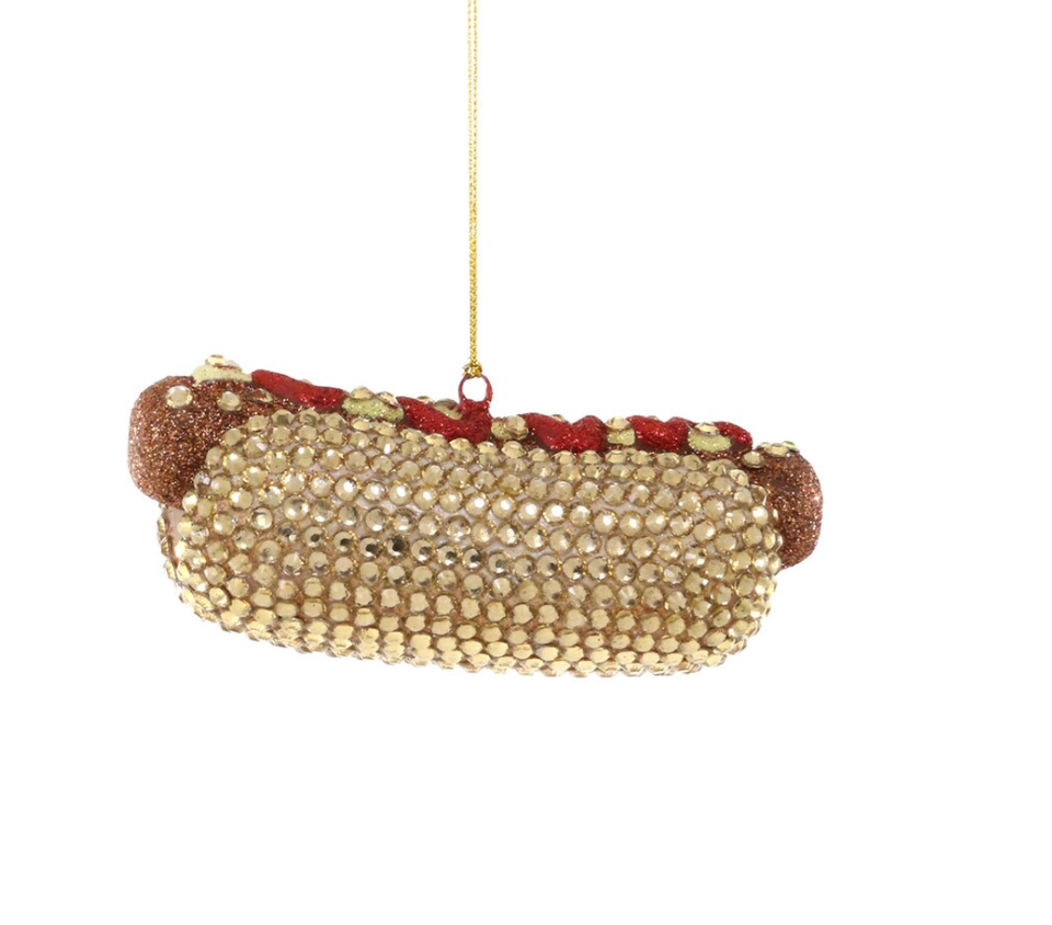 Jeweled Hot Dog Ornament