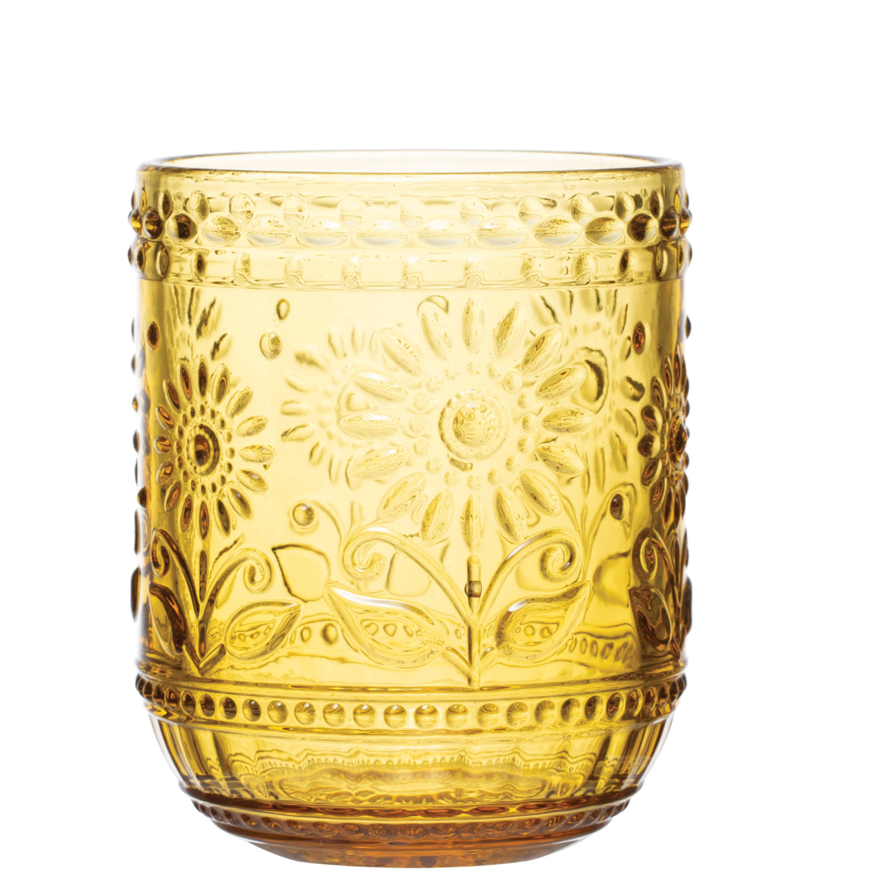 Amber Embossed Drinking Glass