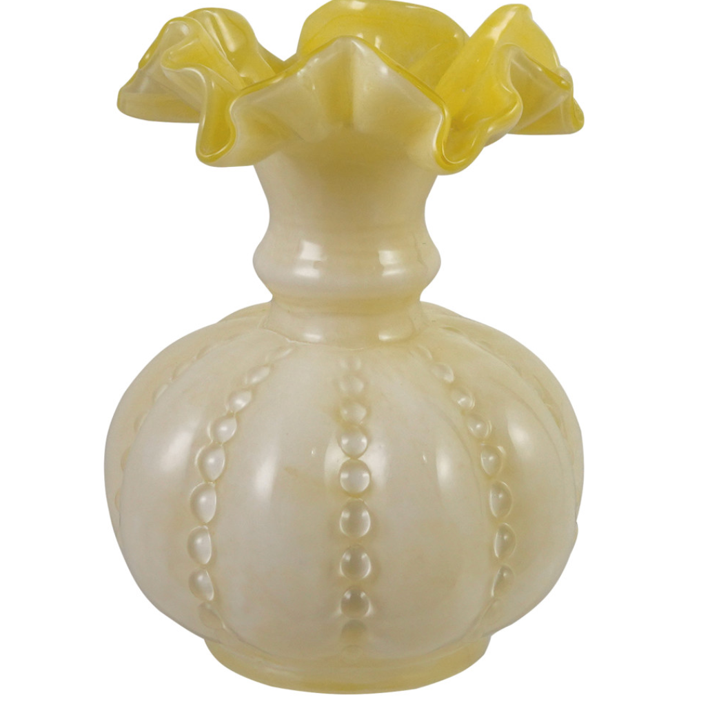Yellow and White Ruffle Vase