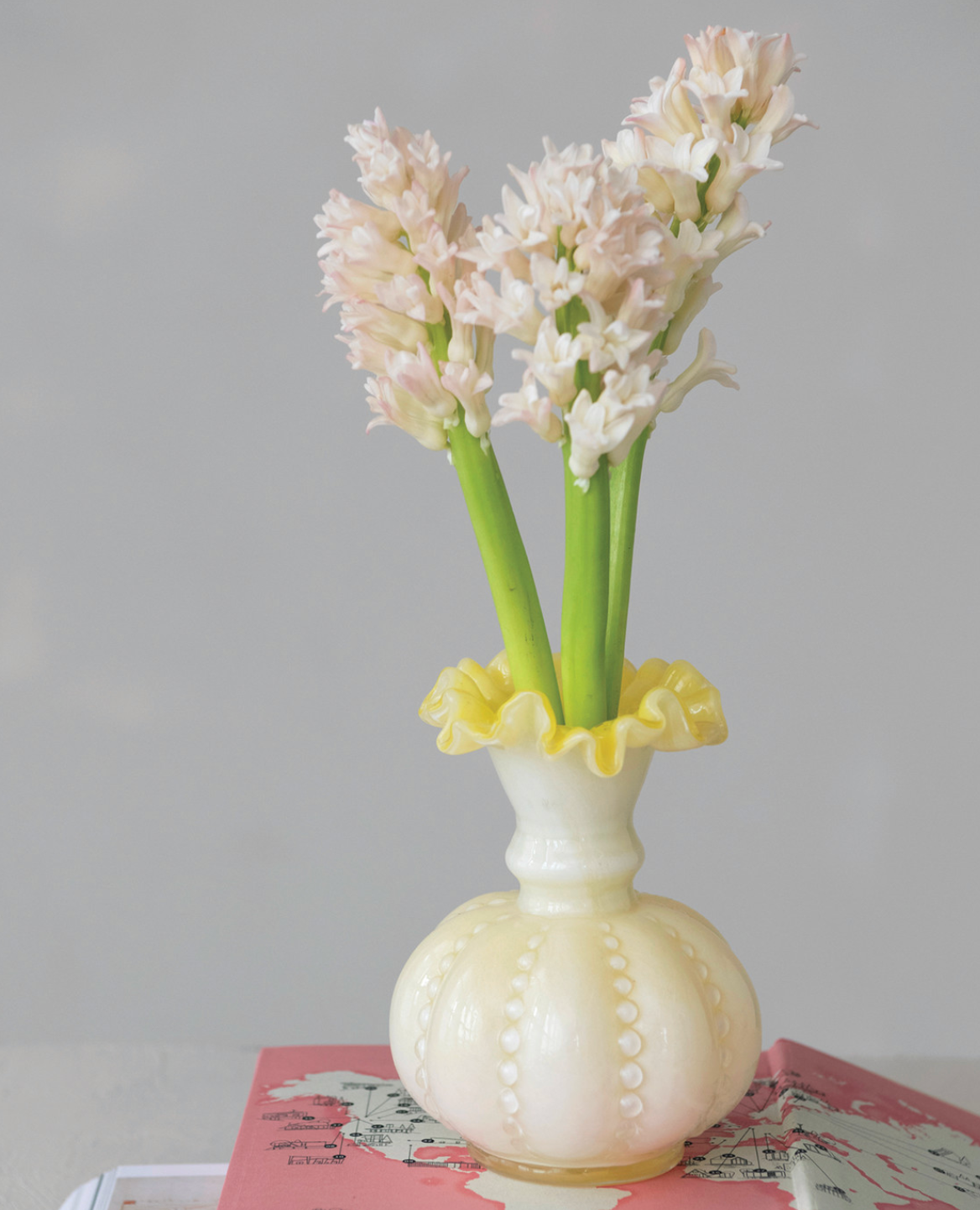 Yellow and White Ruffle Vase