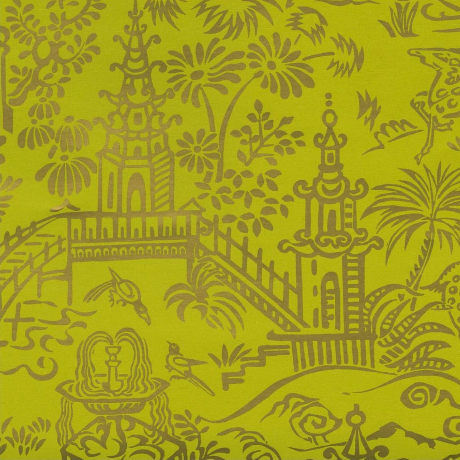 Pagoda Toile Chartreuse Gift Wrap